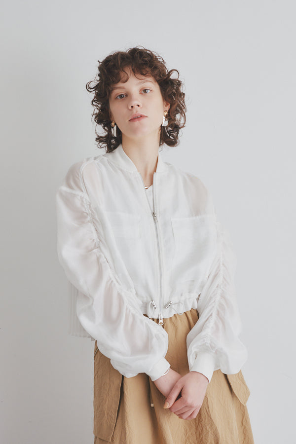 Clean sheer blouson -White- – Muel Chic