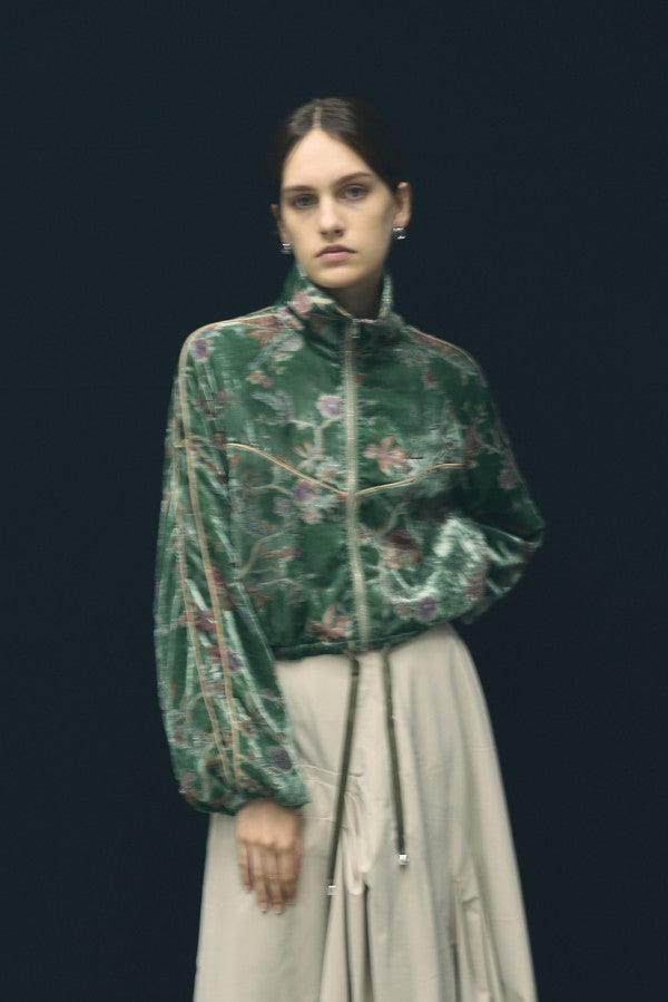 Flower Jersey Track Jacket -Forest green- – Muel Chic