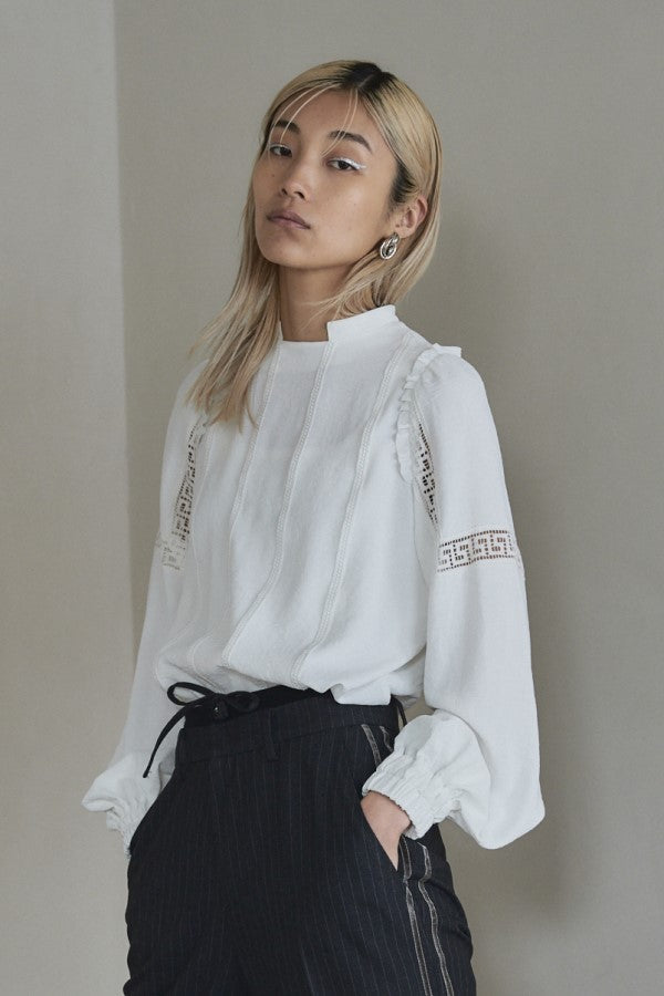 Neo lace Shirt -White/Black- 2colors