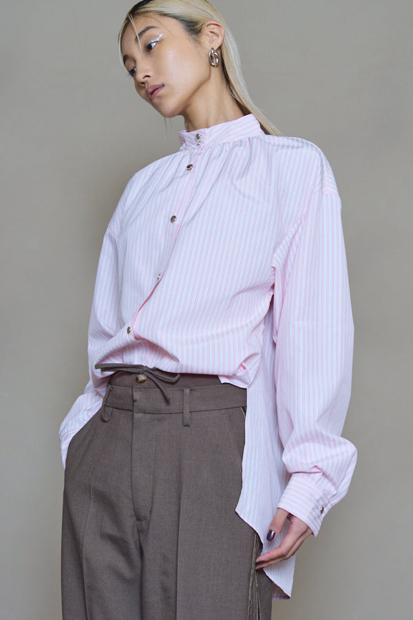 Lady ２way tie Shirt -Pink.St/White/Black- 3colors