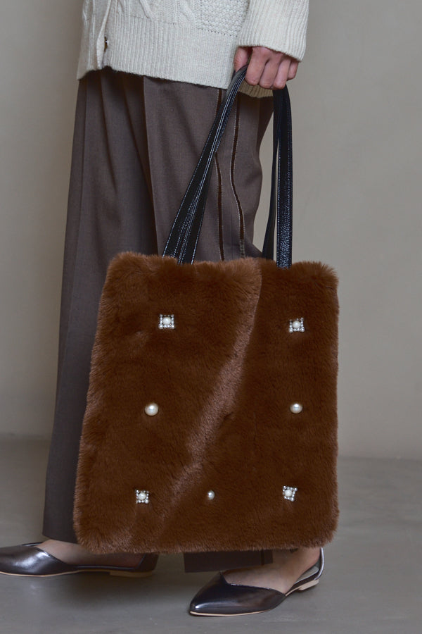 Levet Fake fur Tote Bag -Mocha-