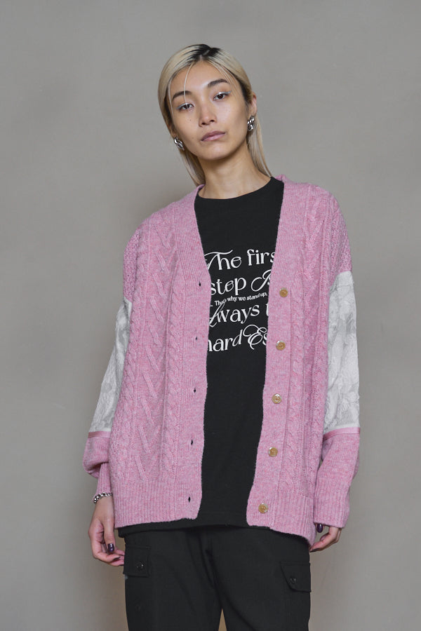 Flower frame Knit Cardigan -Pink-