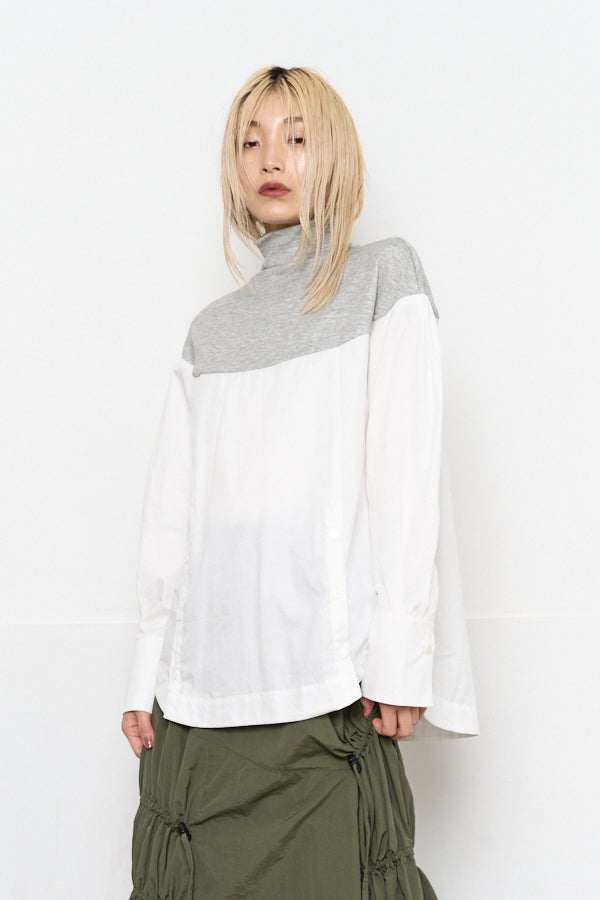 Romy Shirt -L.Gray×White/Gray×Sax- 2colors