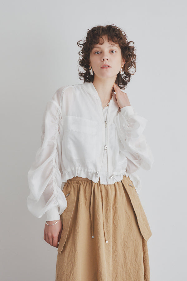 Clean sheer blouson -White- – Muel Chic