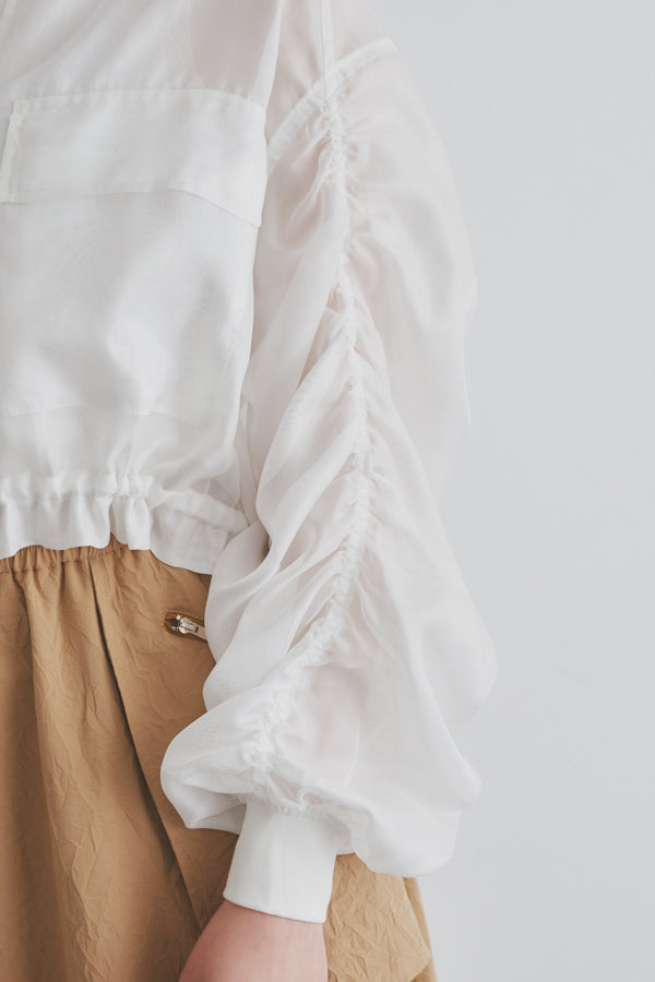Clean sheer blouson -White- – Muel Chic