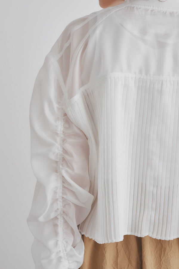 Clean sheer blouson -White- – Muel Chic
