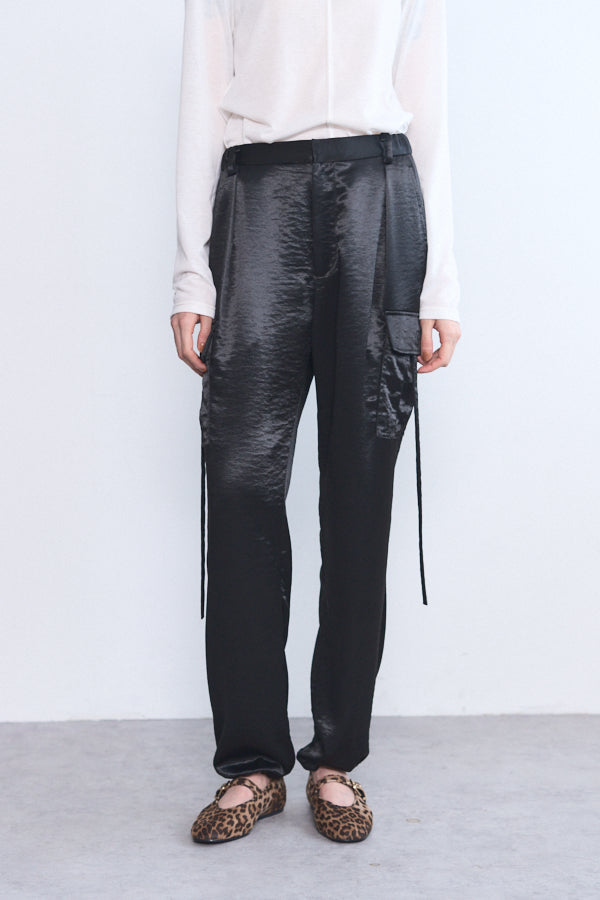 Suwanne satin cargo pants  -3colors-