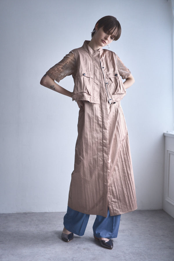 Fin shirt one-piece -Beige-  S/M 2size