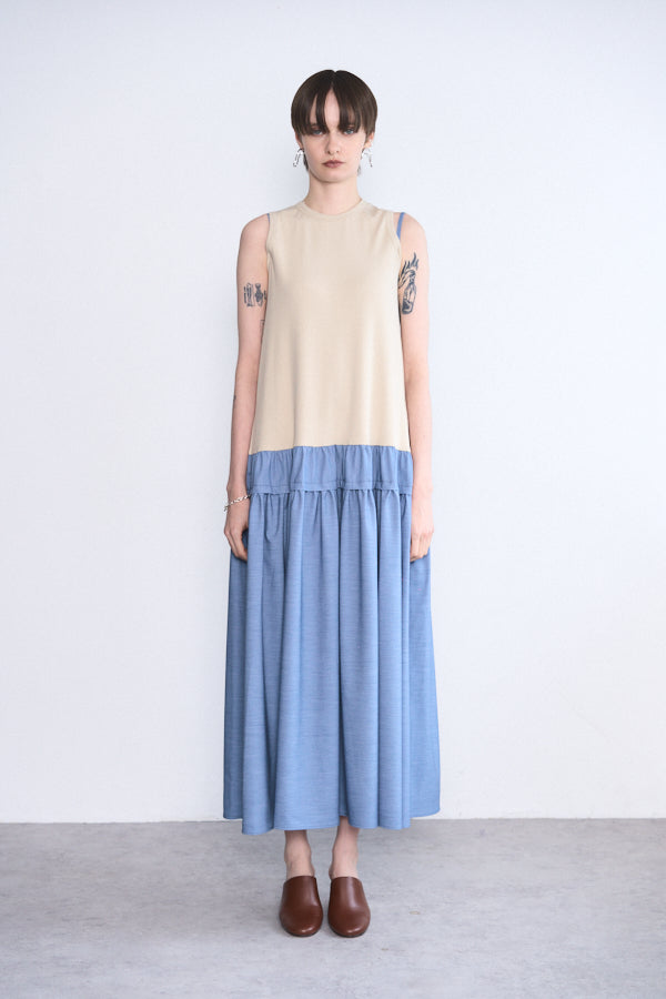 Dali one-piece -Light indigo×Beige(Lightblue)-  S/M 2size