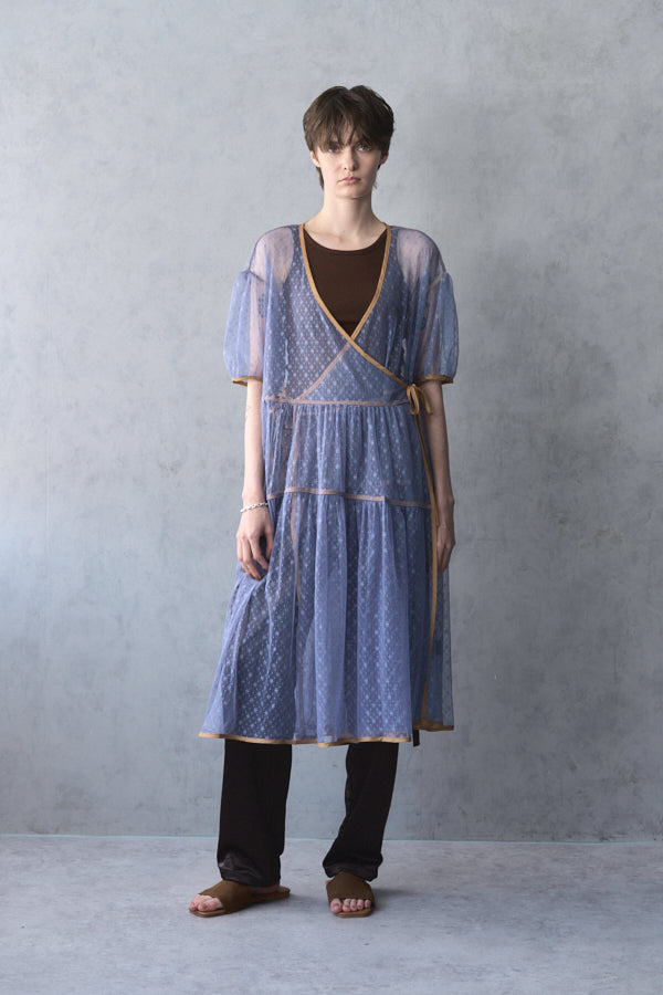 Caitlin tulle cardigan  -Off/Light steelblue/Black-  3colors