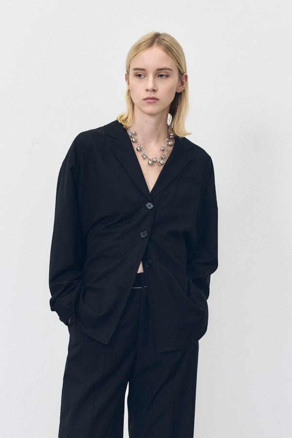 【Pre-order】Roti tailored shirt jacket  -Black-