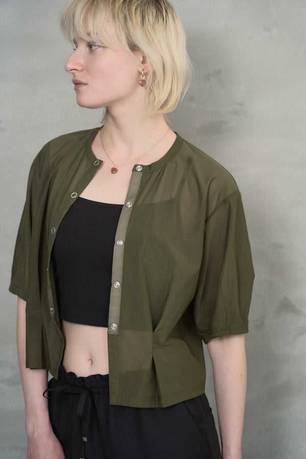 Luxe tulle cardigan -White/Olive/Gray/Black-  4colors
