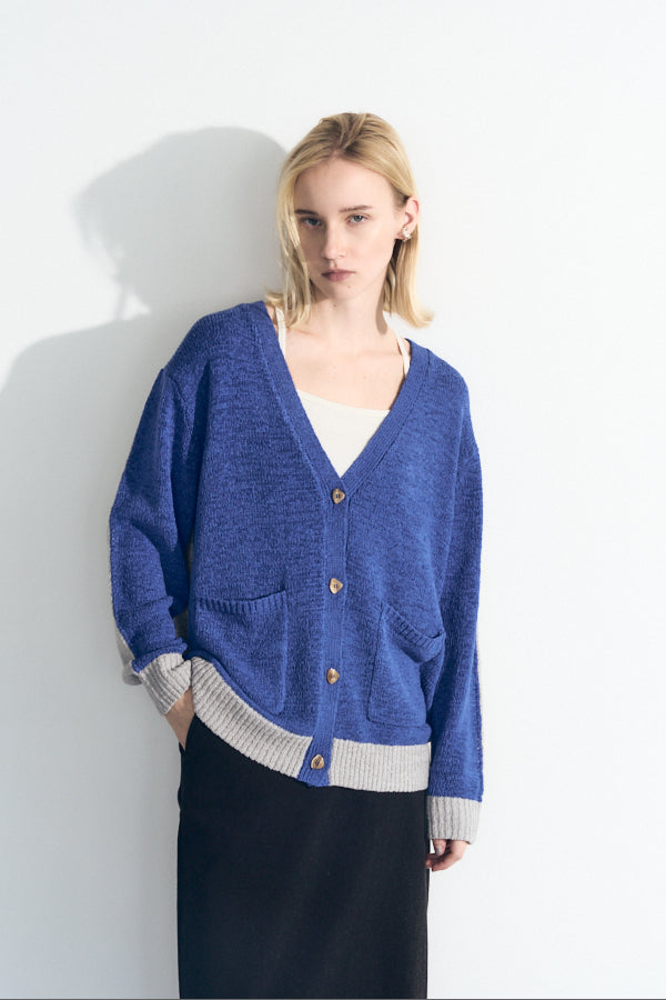 【Pre-order】Miyora knit cardigan  -Medium blue-