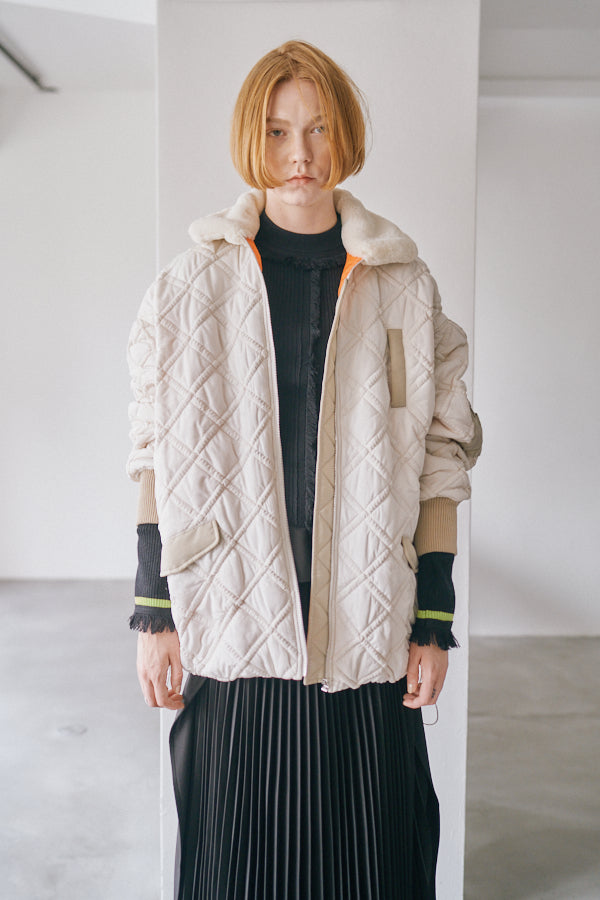 【Pre-order】<br>Lome military quilt coat   -Off×Beige-