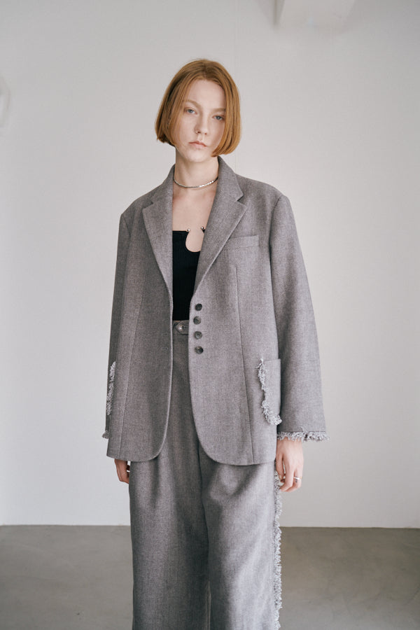 【Pre-order】<br>Vila tweed jacket coat   -Gray-