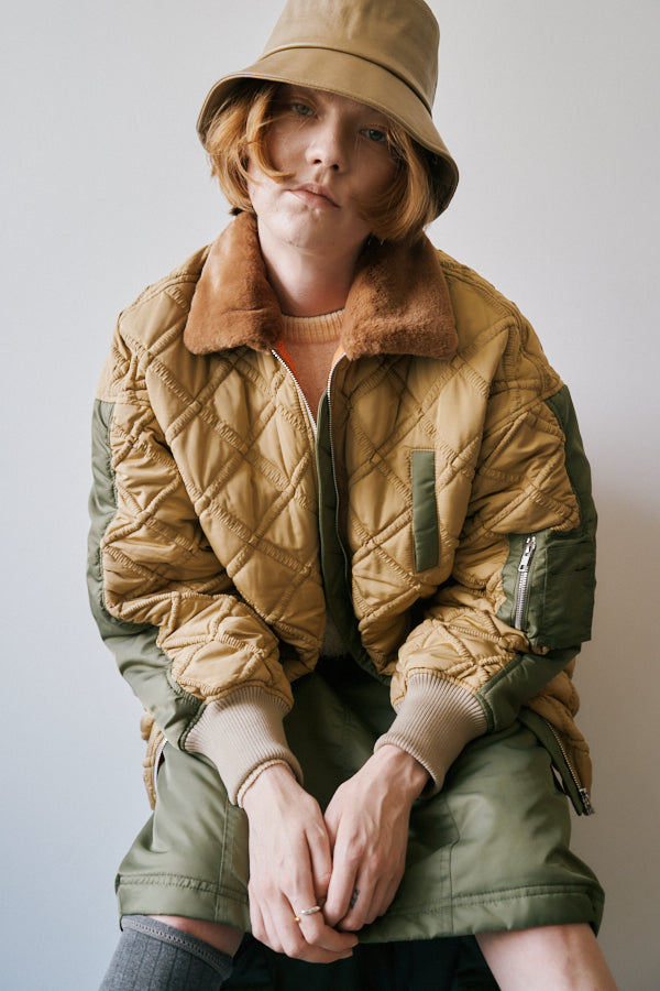【Pre-order】<br>Lome military quilt coat   -Beige×Khaki-