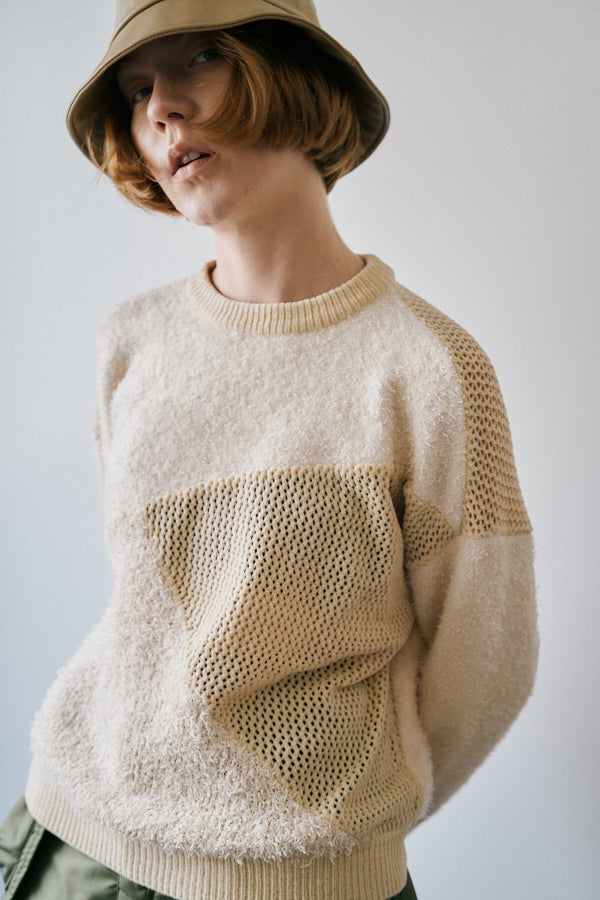 Port panel knit   -Beige-