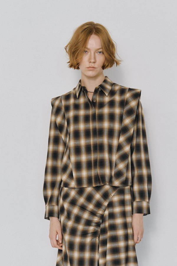 Niger check shirt  -Mocha beige-