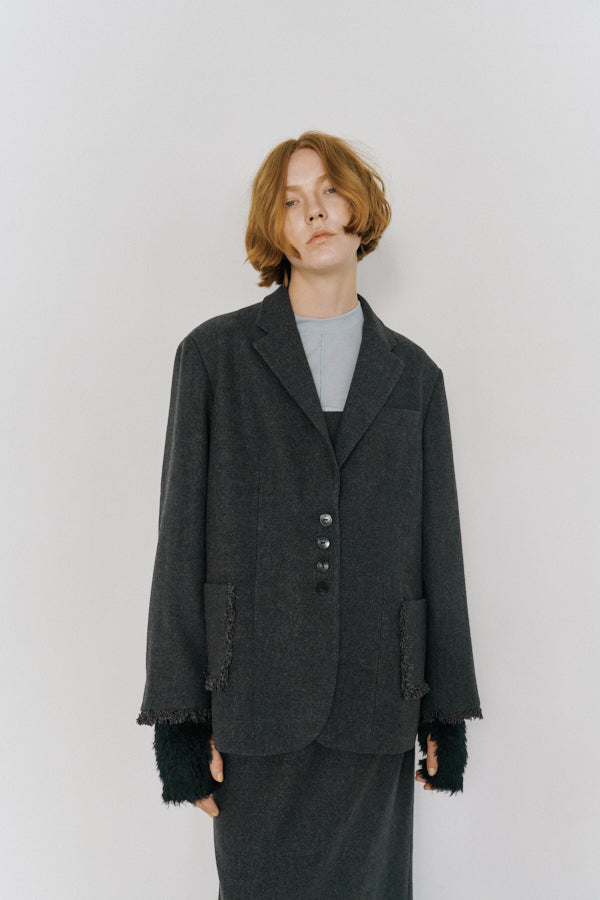 【Pre-order】<br>Vila tweed jacket coat   -Dim gray-
