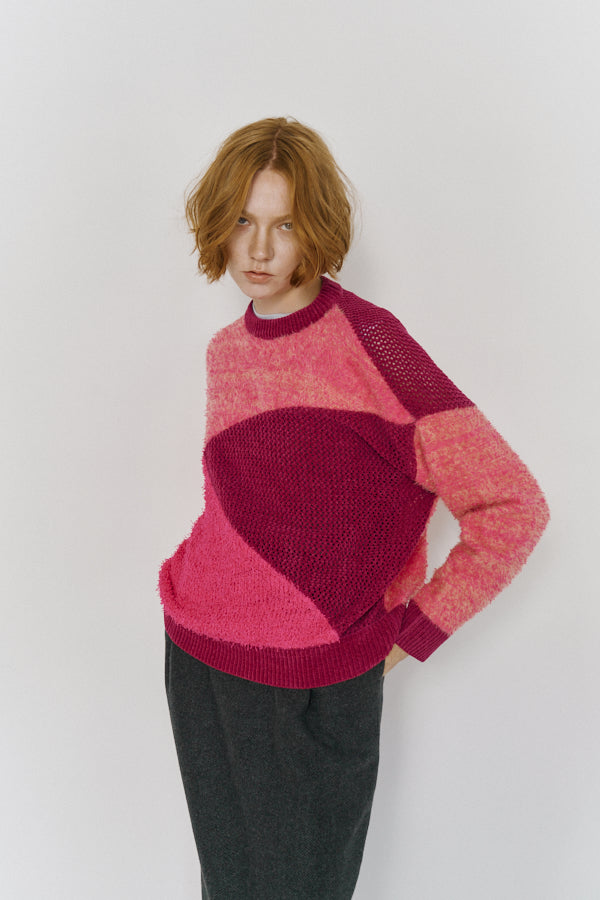 Port panel knit   -Deep pink-