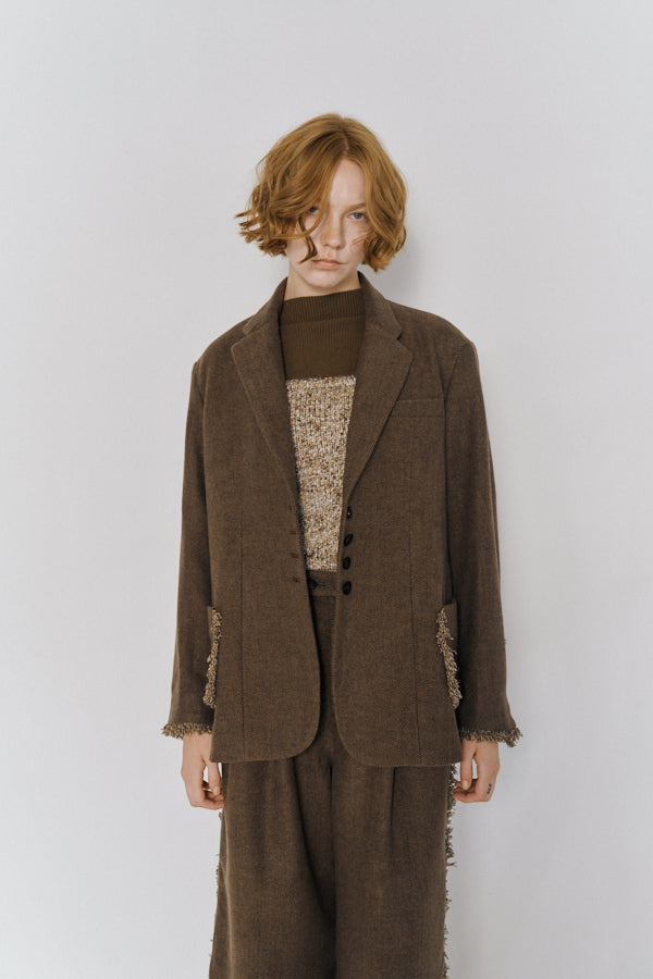 【Pre-order】<br>Vila tweed jacket coat   -Brown-