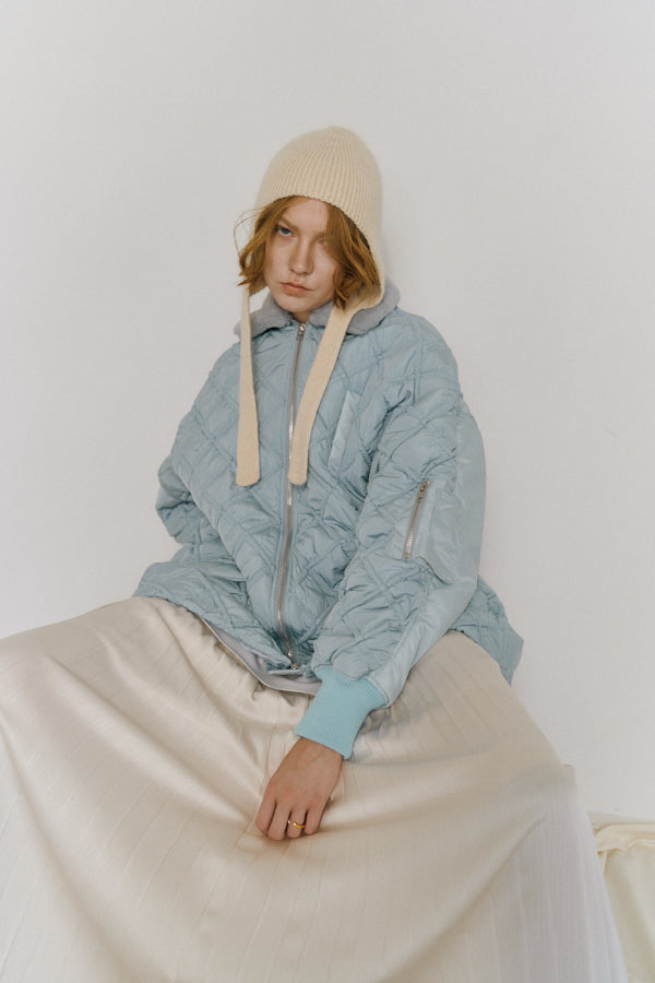 【Pre-order】<br>Lome military quilt coat   -Light Blue×Light Blue-
