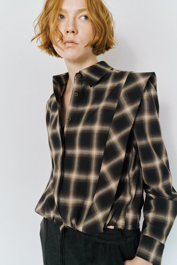 Niger check shirt  -Brown-
