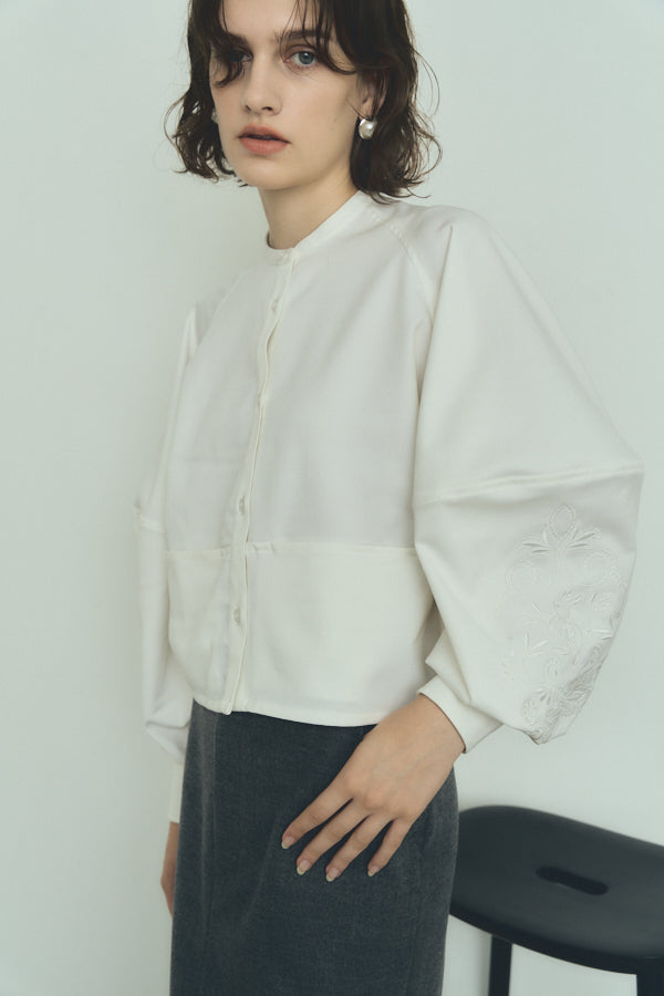 Lily embroidery shirt  -White/Yellow/Black-  3colors