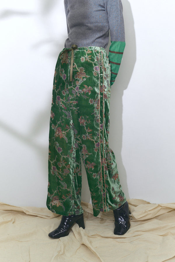 Flower Jersey pants  -Forest green/Dark goldenrod/Black- 3colors