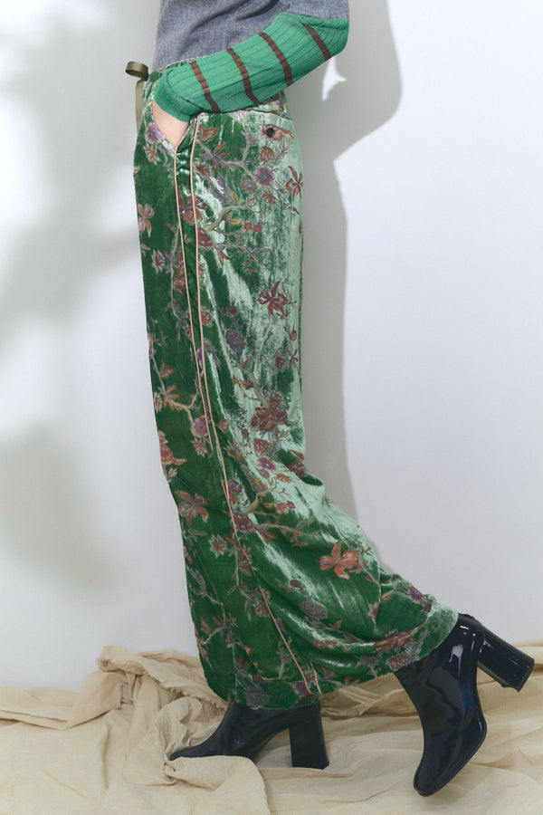 Flower Jersey pants -Forest green/Dark goldenrod/Black