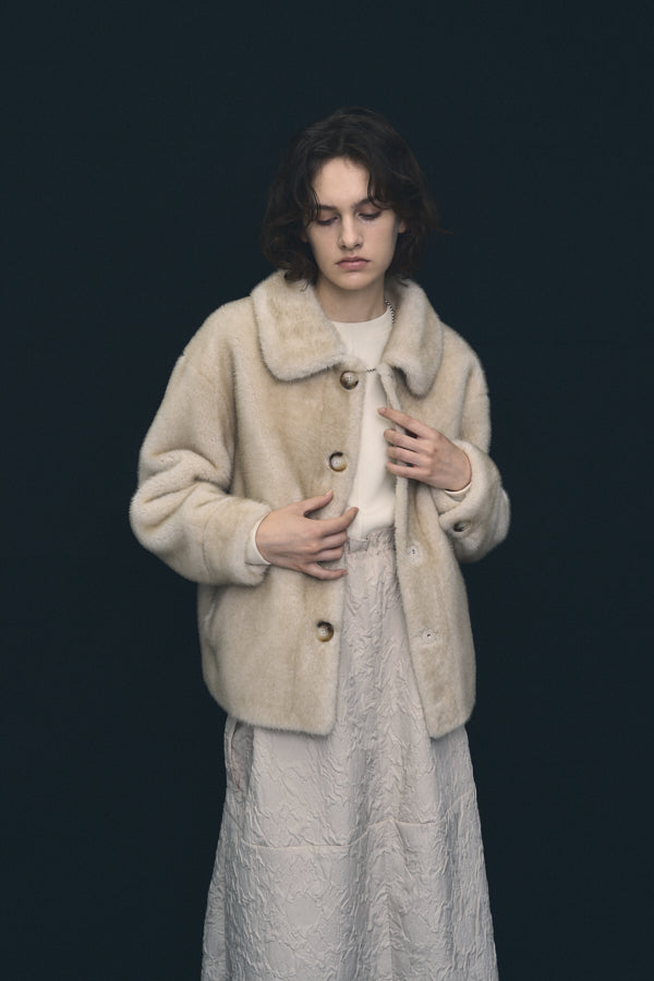 Rip mink coat  -Ivory-