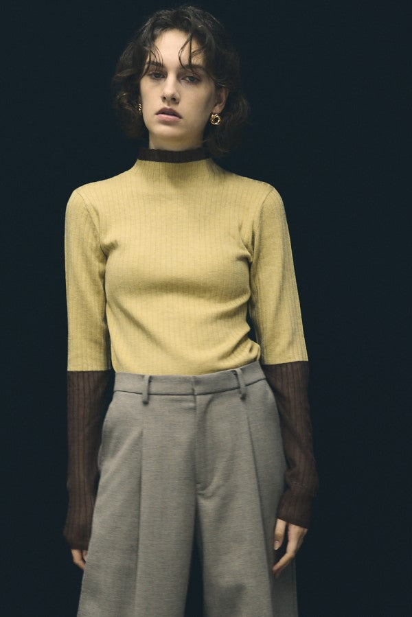 Creek knit -Yellow×Brown/Mocha×Beige/Black×Green/Gray×Green border