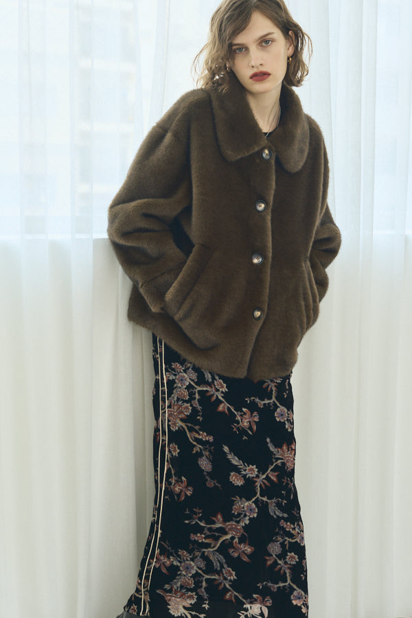 Rip mink coat  -Brown-