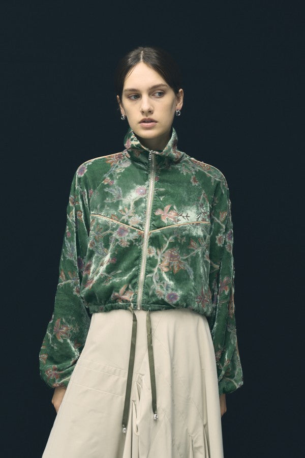 Flower Jersey Track Jacket -Forest green- – Muel Chic