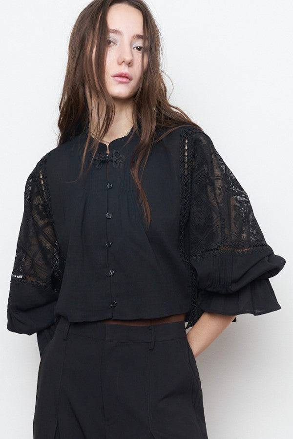 Pam lace blouse -Black-