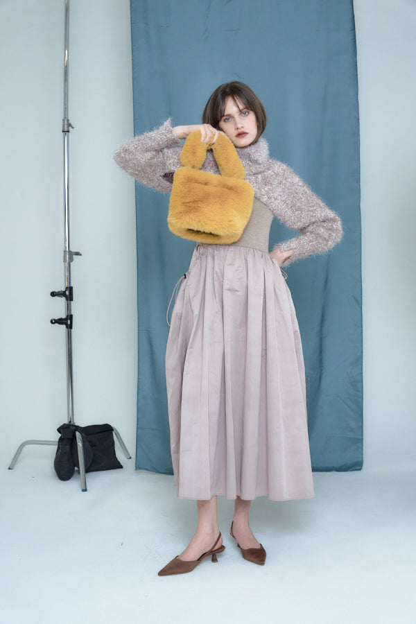 【Pre-order 】Lyon fur bag  -Rosy brown/Yellow/Plum/Black- 4colors