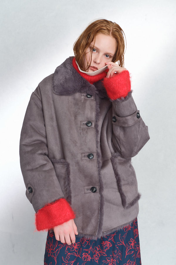 Verny reversible fur coat -Gray- 4570132012982
