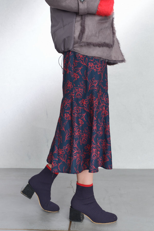 【Special price】Lausanne flower  Skirt -Ivory/Navy/Brown-