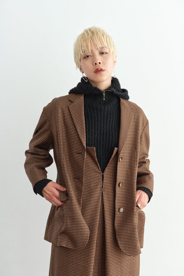 Carol tailored JKT -Camel×Black/Black×White/Gray/Black-