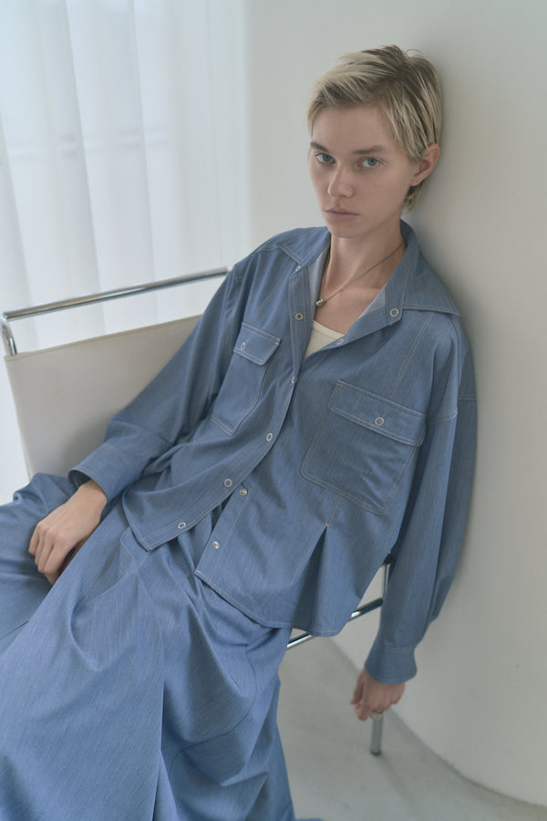 ブラウス シャツ Kelsey soft denim shirt   ケルシーソフトデニムシャツ レディース Muel Chic ブラウス シャツ Kelsey soft denim shirt ケルシー
