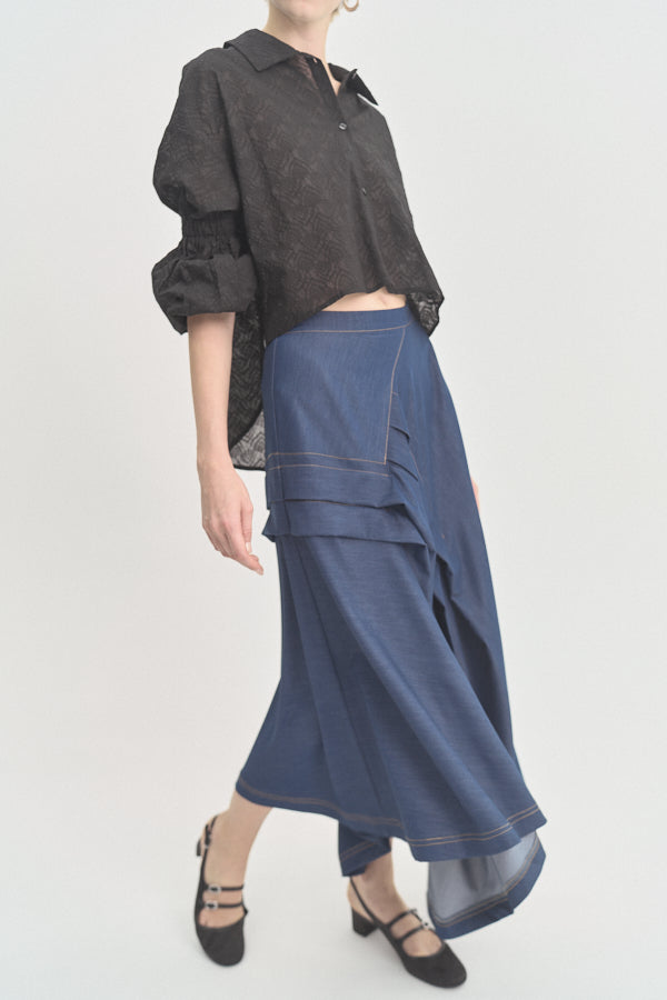 Kelsey soft denim skirt  -Light indigo(Lightblue)/Indigo(Navy)/Black(Dimgray)- 3colors