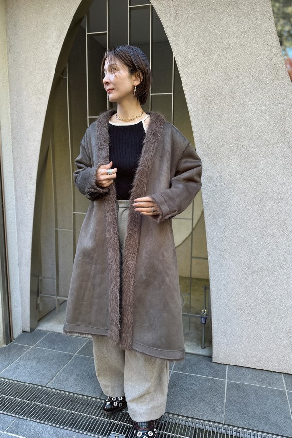 Rios shaggy long coat  -Brown-